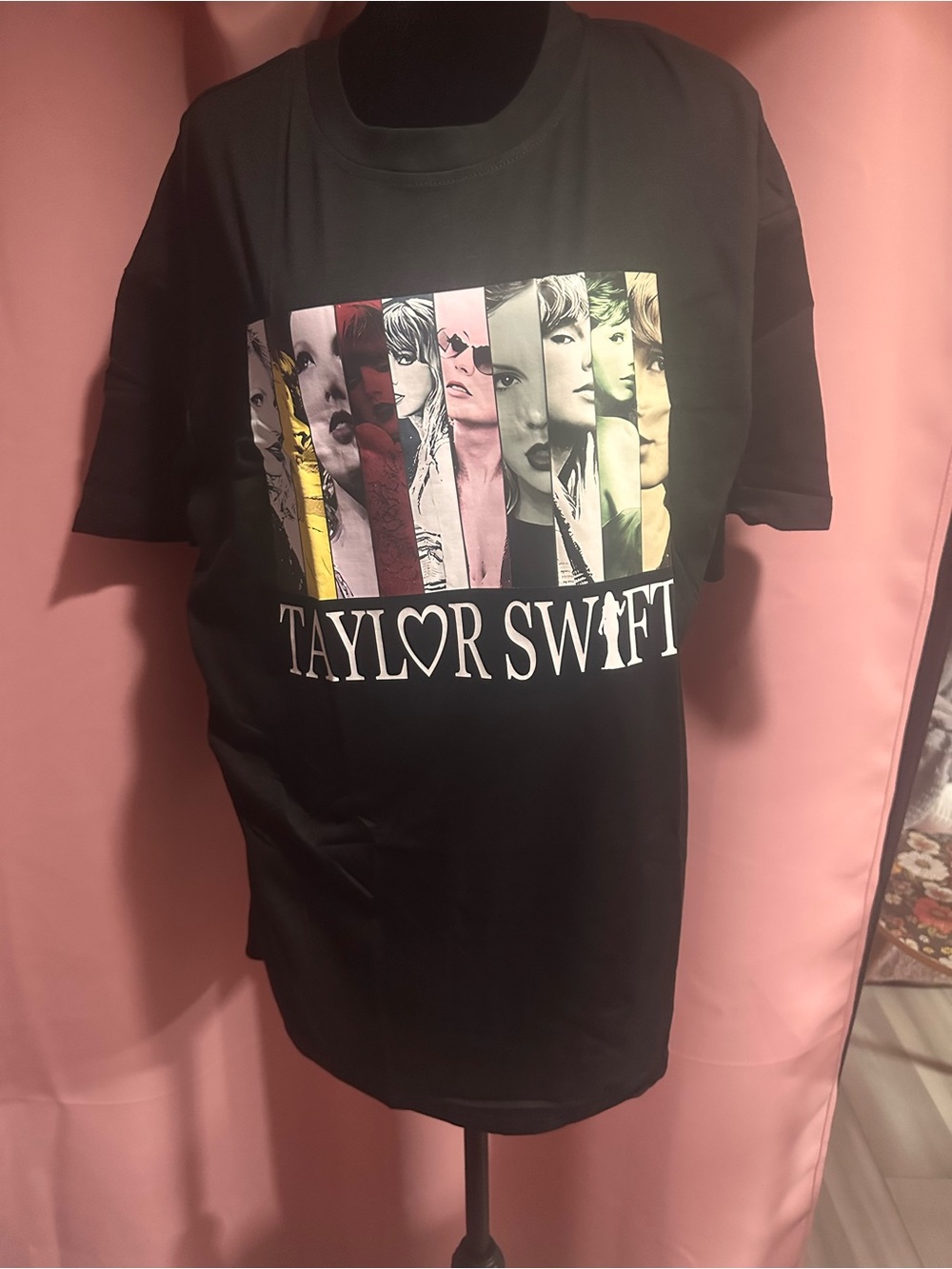Taylor Swift Black Multicolor Photo-Strip Graphic Tee